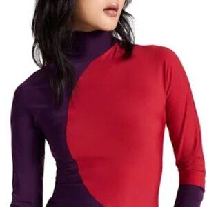 Tory Burch Colorblock Turtleneck Jersey Top